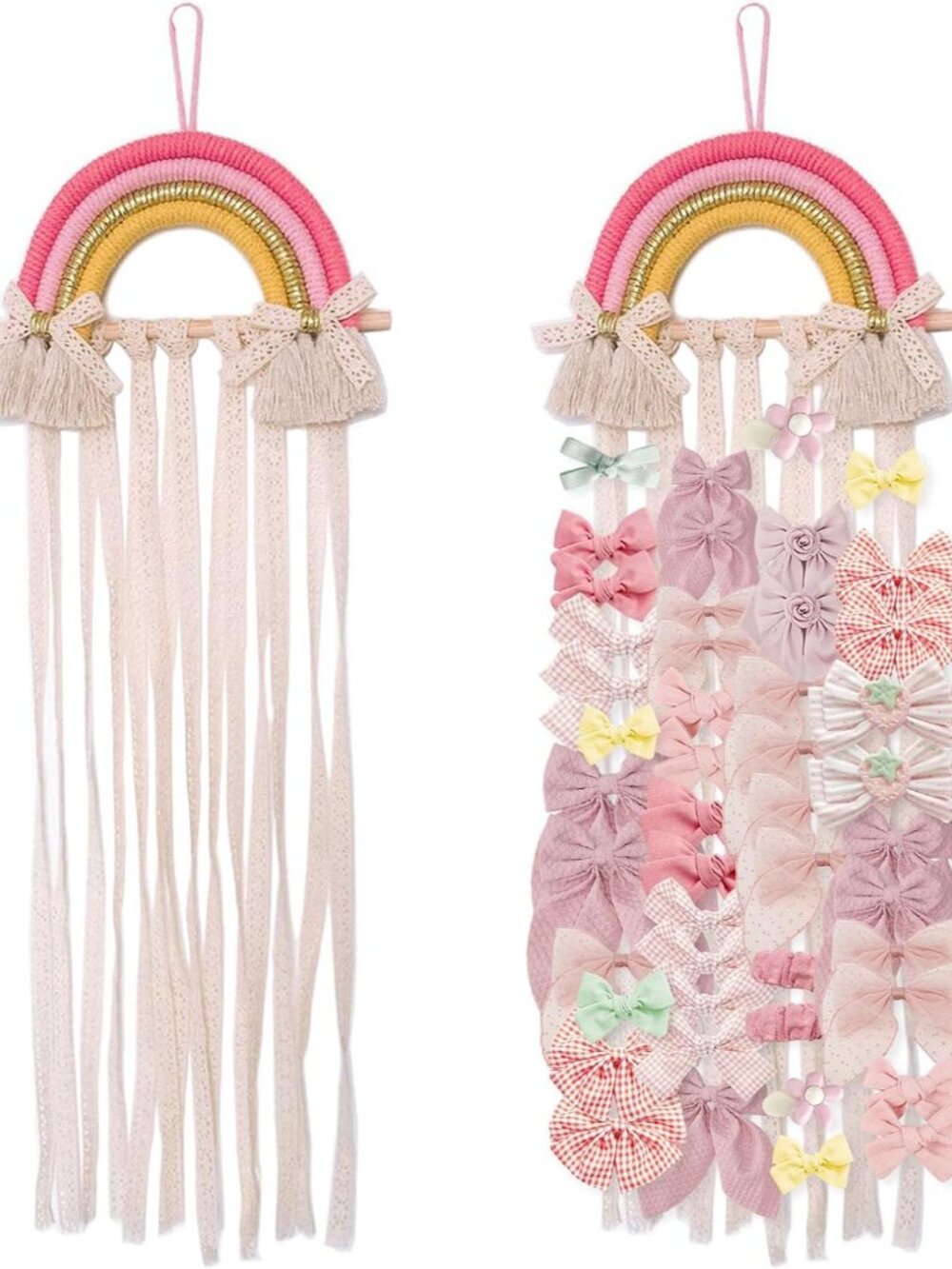 Rainbow Tassels Hair Bows Holder Hanging Bow Organizer for Girl